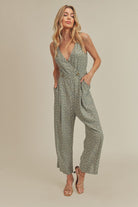 AVAH-Bloom Beauty Sleeveless Floral Jumpsuit-Sage Green