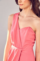 Graced One Shoulder Midi Dress-Pink-Avah 