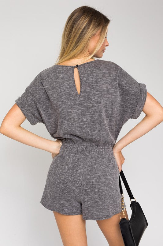 Go Anywhere Casual Chic Romper - Charcoal Gray-AVAH