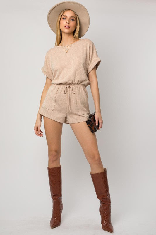 Go Anywhere Casual Chic Romper - Tan-AVAH
