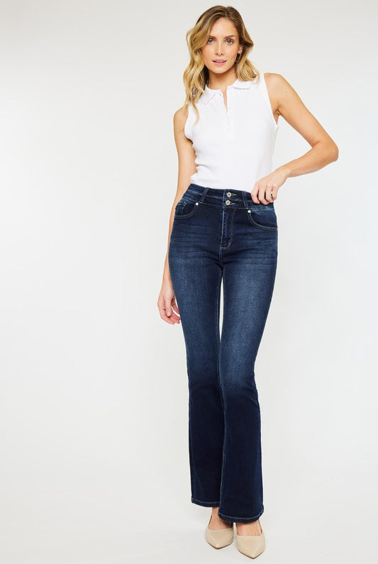 Elevated Essence High-Waisted Skinny Bootcut Jeans-Dark -Avah