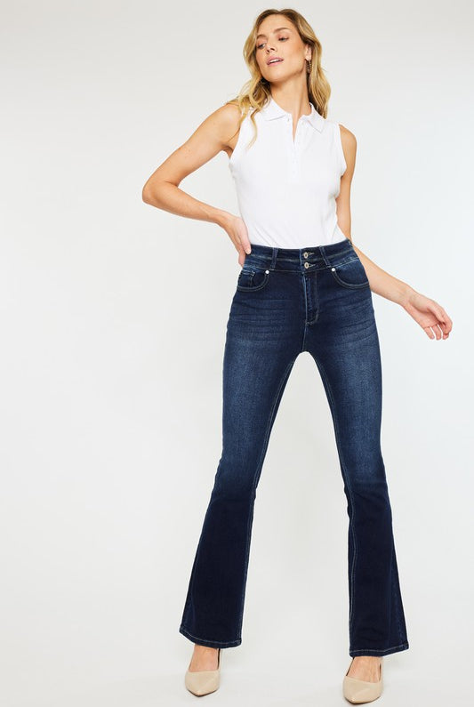 Elevated Essence High-Waisted Skinny Bootcut Jeans-Dark -Avah