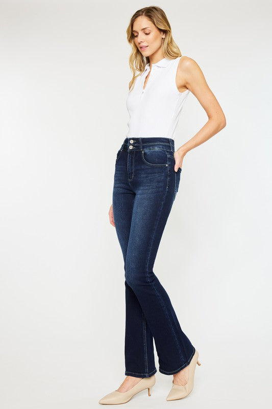Elevated Essence High-Waisted Skinny Bootcut Jeans-Dark -Avah
