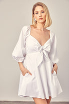 AVAH-Eternal Elegance Romper Dress With Bow-White