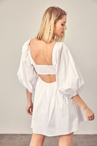 AVAH-Eternal Elegance Romper Dress With Bow-White