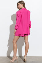 Be Your Own Boss Single Button Blazer And Short Set-Hot Pink-AVAH