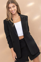 Be Your Own Boss Single Button Blazer And Short Set-Black-AVAH