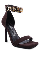 Last Chance Ankle Strap High Heeled Sandal-Brown-AVAH