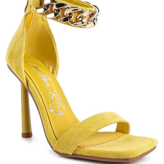 Last Chance Ankle Strap High Heeled Sandal-Yellow-AVAH