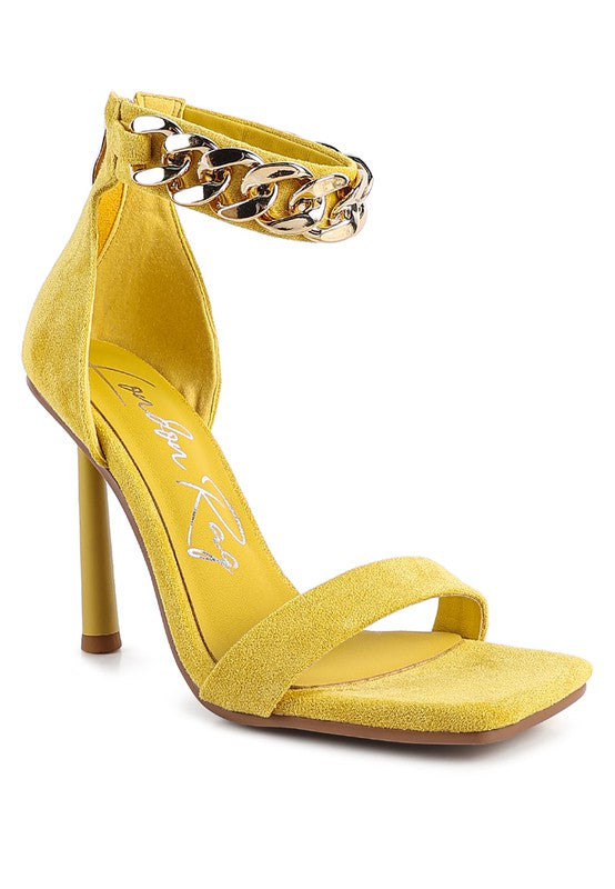 Last Chance Ankle Strap High Heeled Sandal-Yellow-AVAH