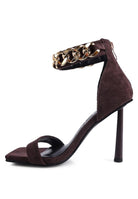 Last Chance Ankle Strap High Heeled Sandal-Brown-AVAH