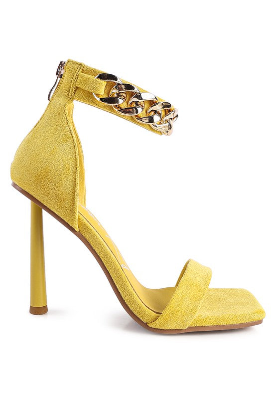 Last Chance Ankle Strap High Heeled Sandal-Yellow-AVAH