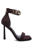 Last Chance Ankle Strap High Heeled Sandal-Brown-AVAH