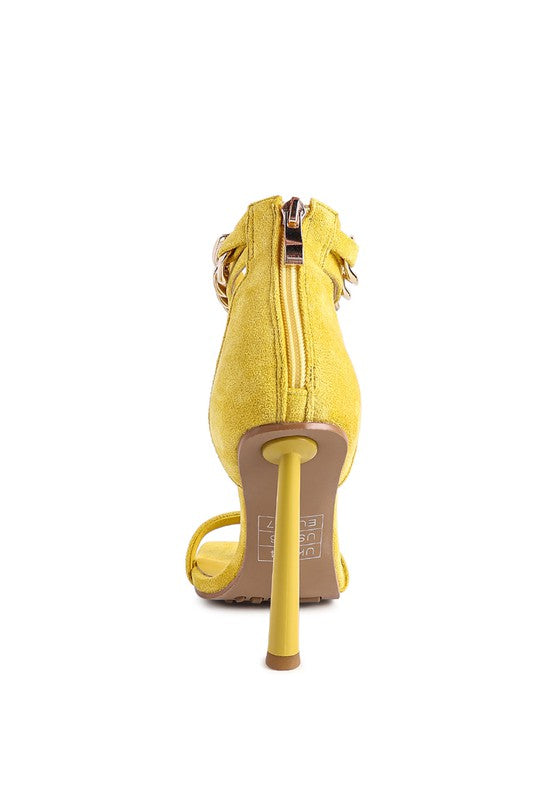 Last Chance Ankle Strap High Heeled Sandal-Yellow-AVAH