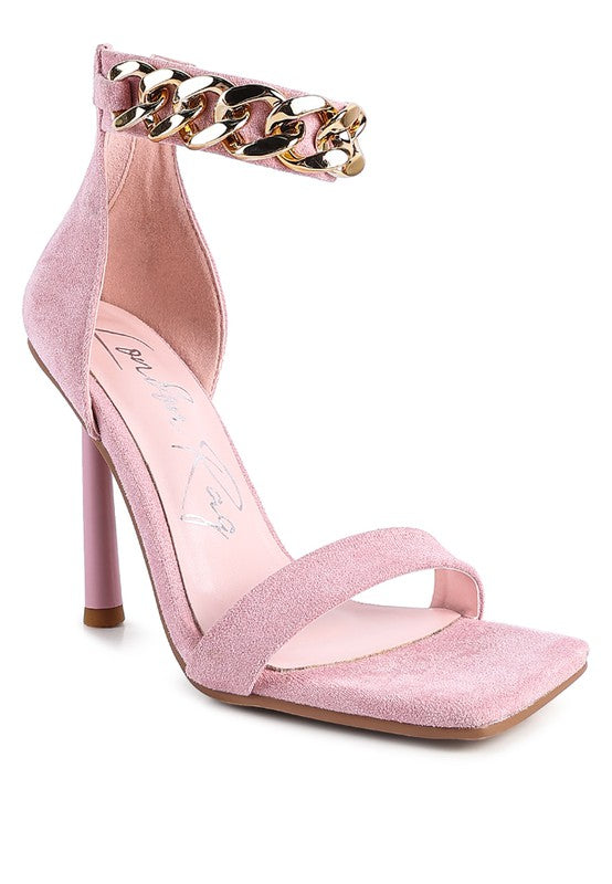 Last Chance Ankle Strap High Heeled Sandal-Pink-AVAH