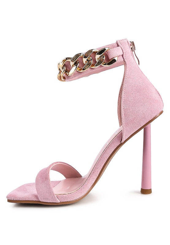 Last Chance Ankle Strap High Heeled Sandal-Pink-AVAH