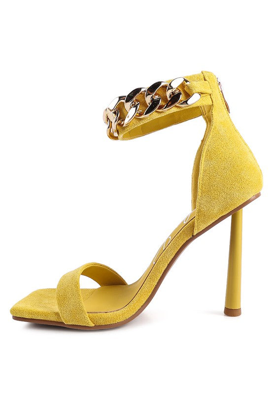 Last Chance Ankle Strap High Heeled Sandal-Yellow-AVAH