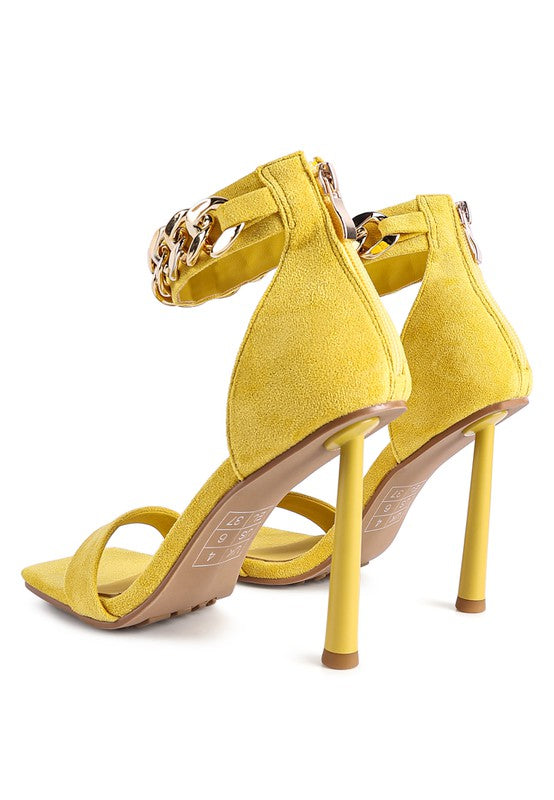 Last Chance Ankle Strap High Heeled Sandal-Yellow-AVAH