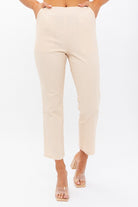 AVAH-Elevated Ease High Waist Cropped Pants-Cream