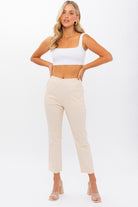 AVAH-Elevated Ease High Waist Cropped Pants-Cream