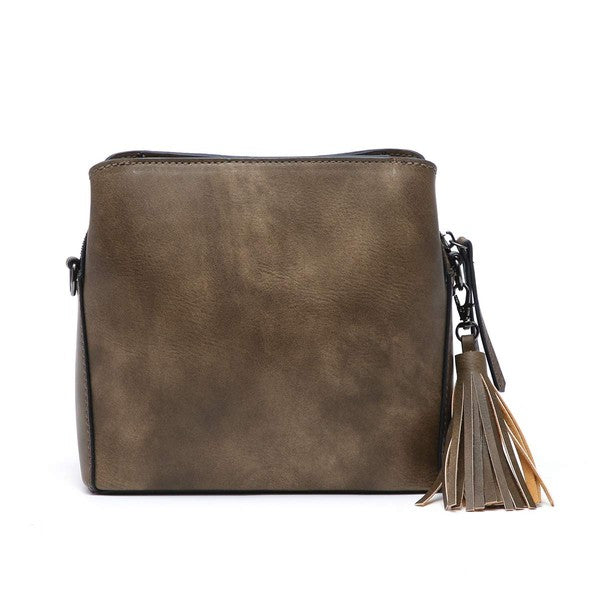 Touch of Personality Vegan Leather Small Crossbody Bag-Dark Olive-Avah