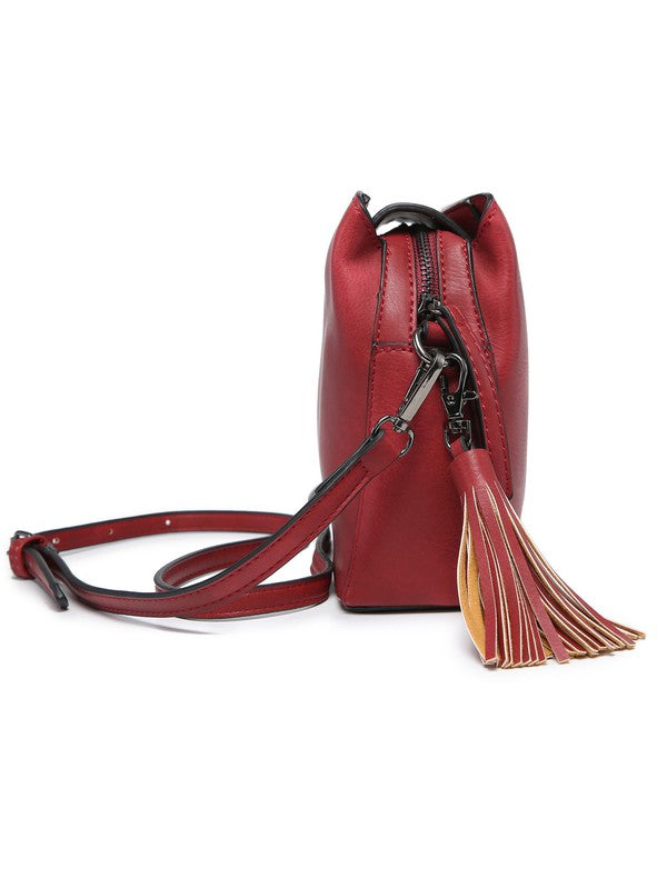 Touch of Personality Vegan Leather Small Crossbody Bag-Red-Avah