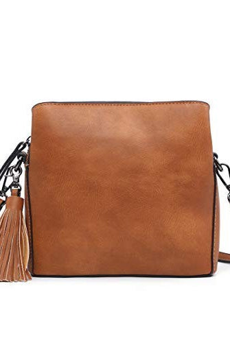 Touch of Personality Vegan Leather Small Crossbody Bag-Tan-Avah