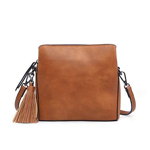 Touch of Personality Vegan Leather Small Crossbody Bag-Tan-Avah