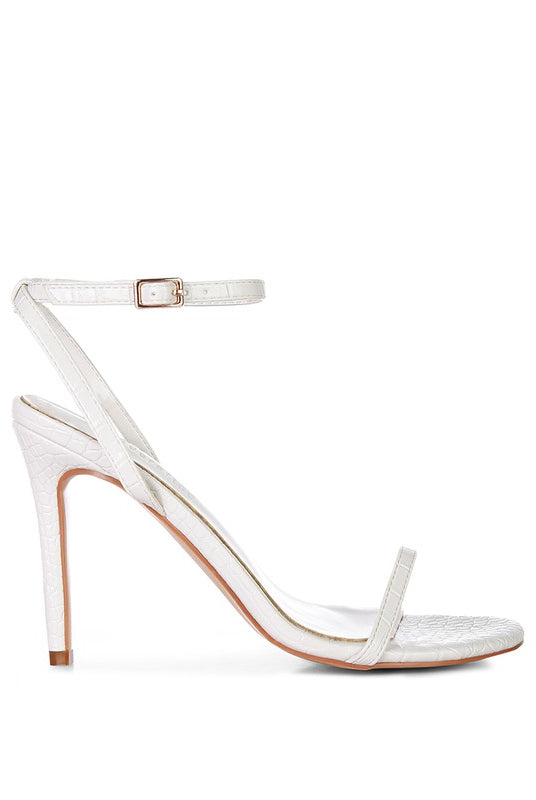 Croc Open Toe Ankle Strap High Heels -Off White-Avah