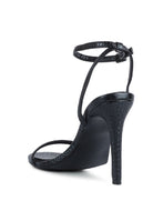 Croc Open Toe Ankle Strap High Heels -Black-Avah