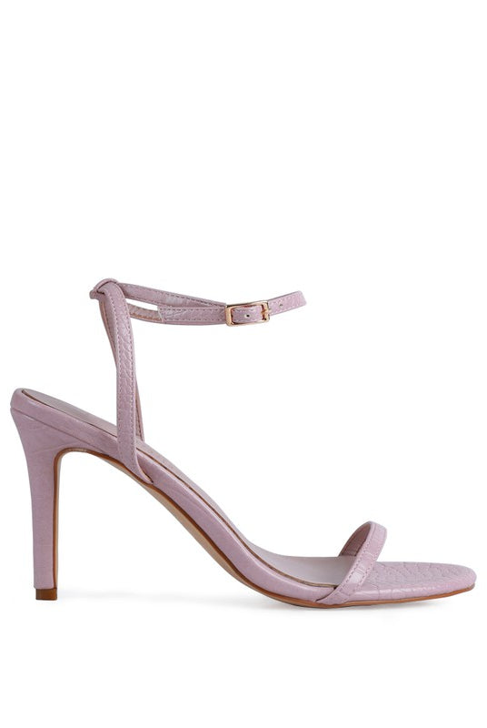 Croc Open Toe Ankle Strap High Heels -Pink-Avah