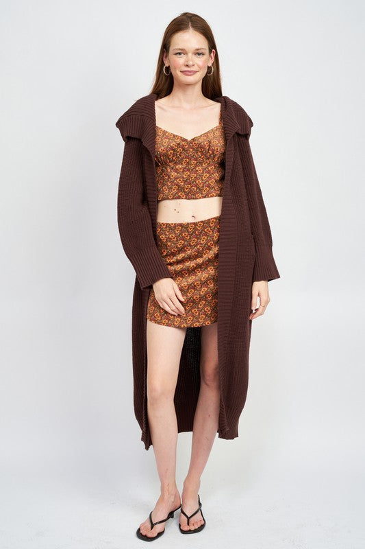 Savannah Dark Brown Lapel Maxi Cardigan-Avah