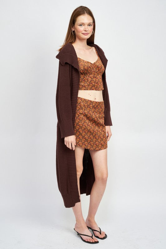 Savannah Dark Brown Lapel Maxi Cardigan-Avah