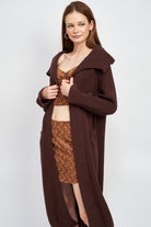 Savannah Dark Brown Lapel Maxi Cardigan-Avah