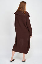 Savannah Dark Brown Lapel Maxi Cardigan-Avah