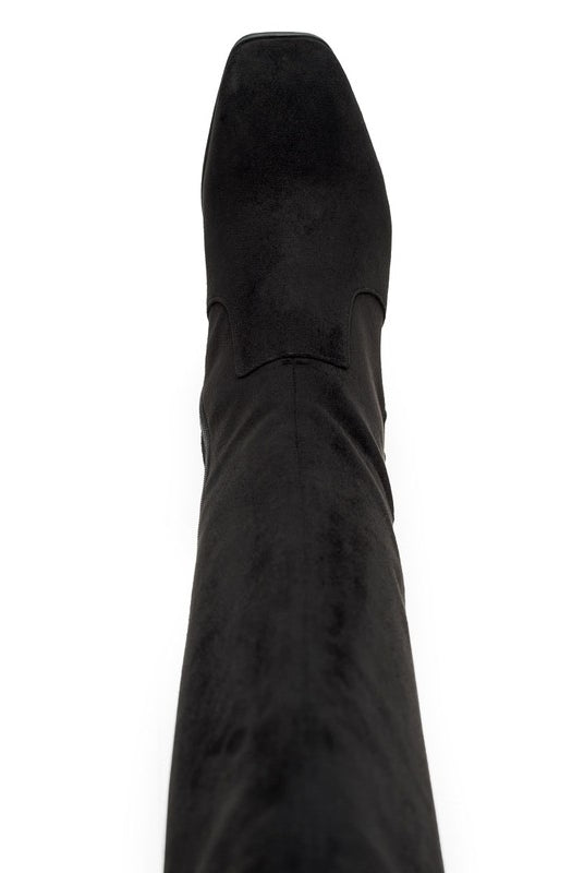 Shadow Chic Knee-High Suede Boots-Black-Avah