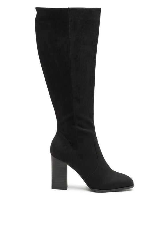 Shadow Chic Knee-High Suede Boots-Black-Avah