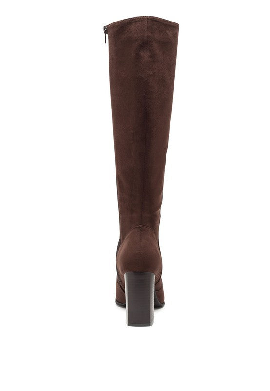 Shadow Chic Knee-High Suede Boots-Brown-Avah