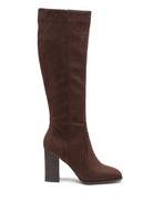 Shadow Chic Knee-High Suede Boots-Brown-Avah