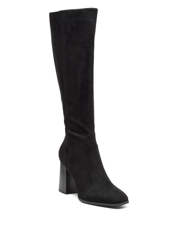 Shadow Chic Knee-High Suede Boots-Black-Avah