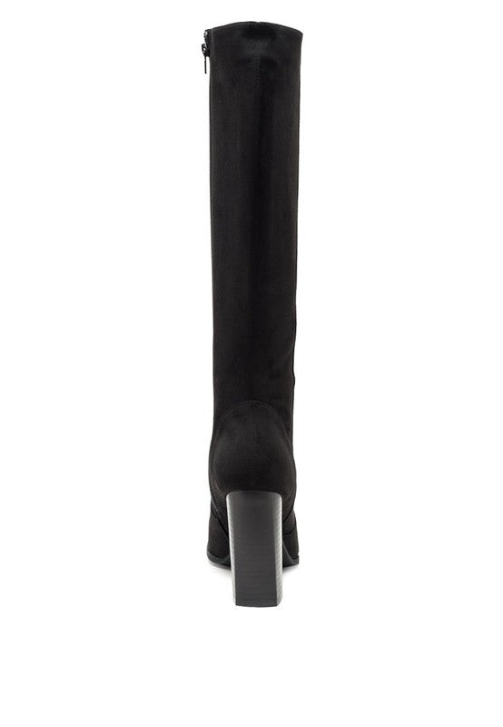 Shadow Chic Knee-High Suede Boots-Black-Avah