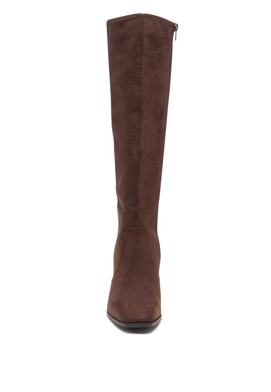 Shadow Chic Knee-High Suede Boots-Brown-Avah