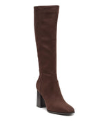 Shadow Chic Knee-High Suede Boots-Brown-Avah