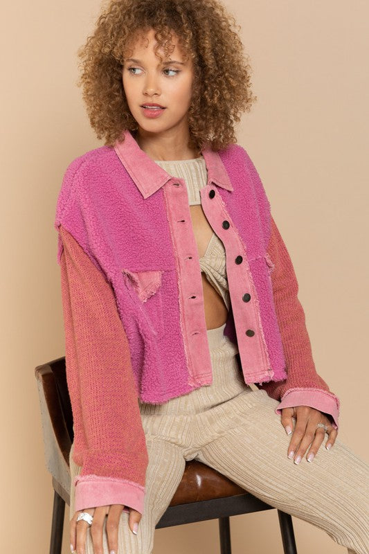 Trinity Button Down Jacket - Barbie Pink- Avah