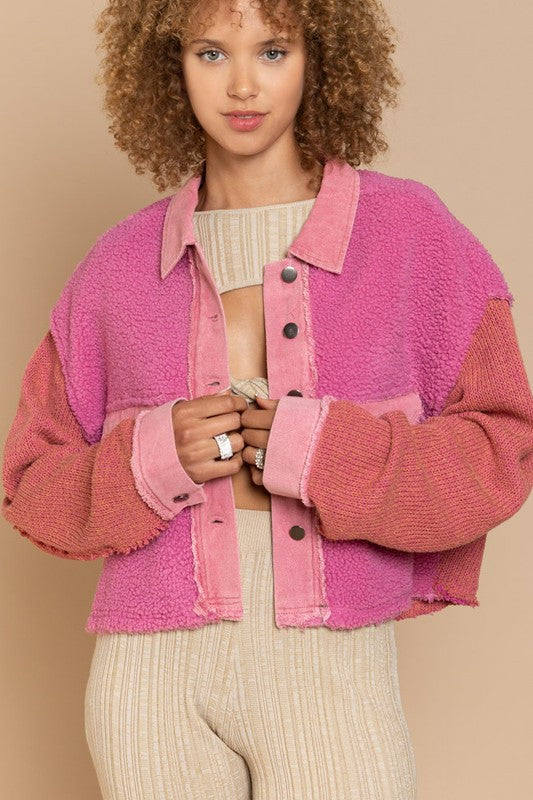 Trinity Button Down Jacket - Barbie Pink- Avah