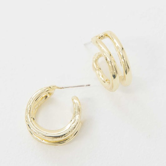 Dublin Double Hoop Earrings-Gold-Avah
