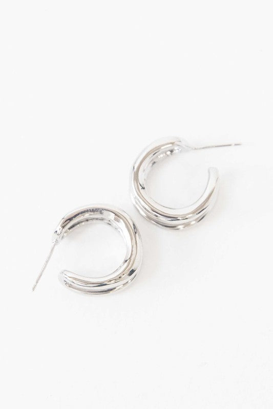 Dublin Double Hoop Earrings-Silver-Avah