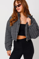 Highlands Cropped Puffer Jacket -Black/White-Avah