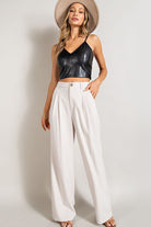 Timeless Straight Leg Trouser Pants-Oatmeal-Avah Couture