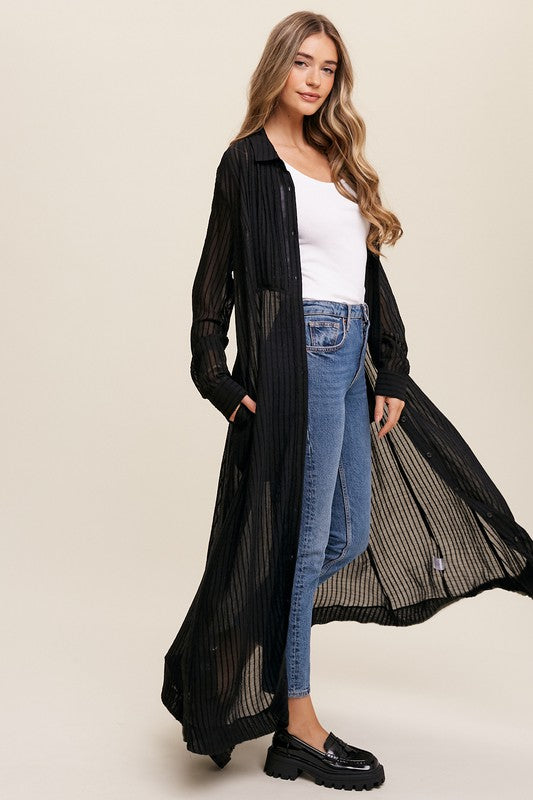 Aileene-long-button-down-maxi-fall-style-avahcollectionsAileene Long Button-Down Shirt Maxi Dress - Black-Avah